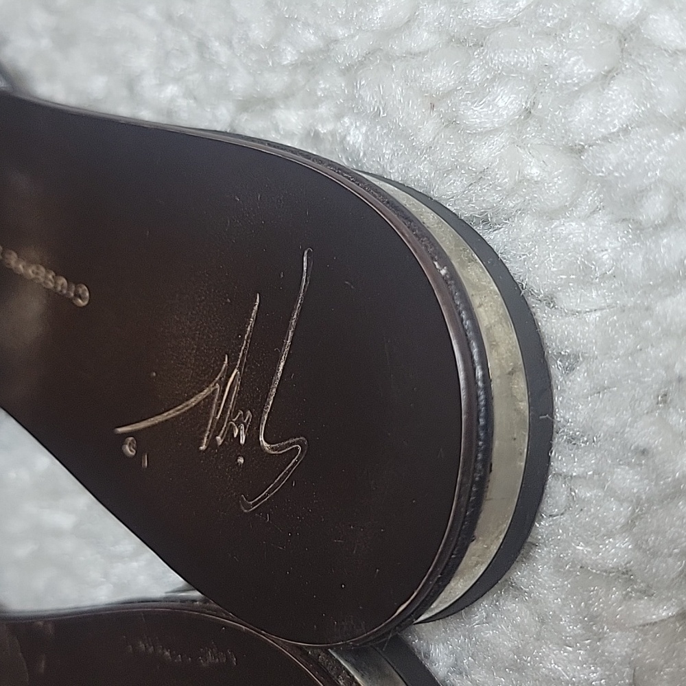 GIUSEPPE ZANOTTI Brown And  Bling Horseshoe And Turquoise Thong Slides Size 37 - Picture 3 of 15
